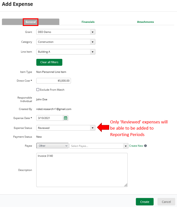 Recording Expenses & Submitting Reporting Period (Budgeting Tracking Period Task) DED Grants